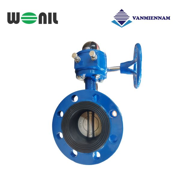 Van bướm 2 mặt bích tay quay gang Wonil DN80