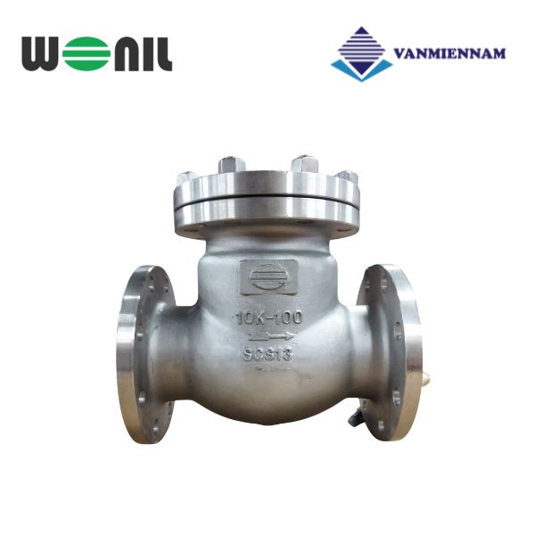 Van 1 chiều lá lật inox mặt bích Wonil DN100
