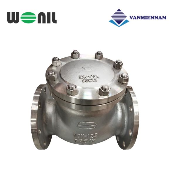 Van 1 chiều lá lật inox mặt bích Wonil DN125