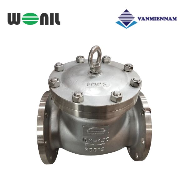 Van 1 chiều lá lật inox mặt bích Wonil DN150