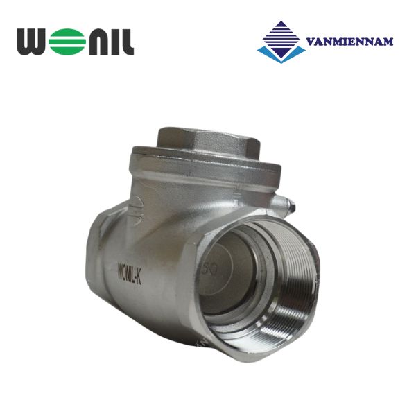 Van 1 chiều lá lật inox nối ren Wonil DN50