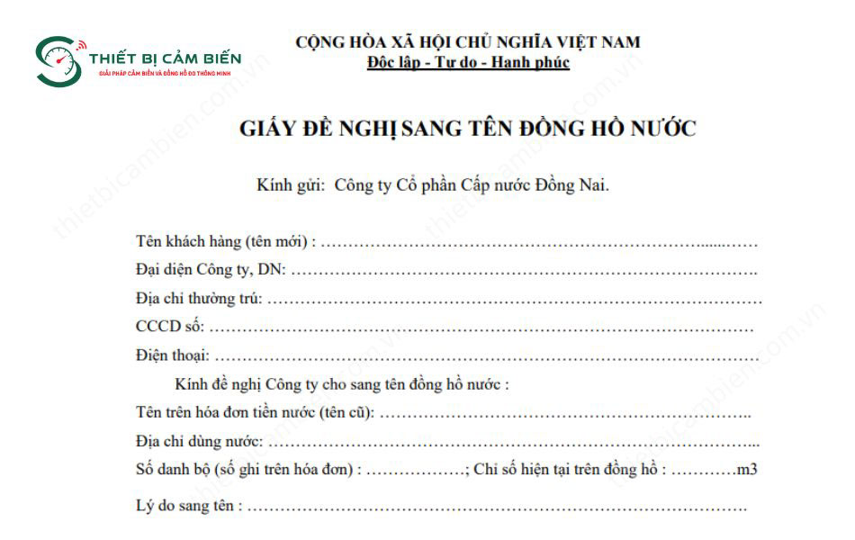 giay de nghi sang ten dong ho nuoc