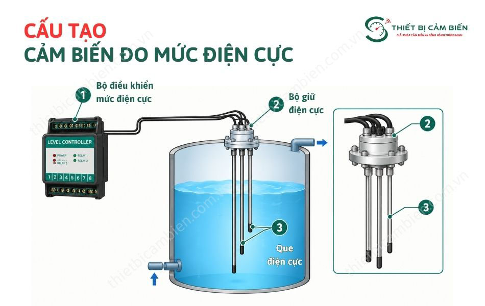 cau tao cam bien do muc nuoc dien cuc